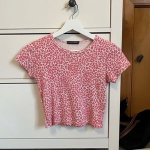 Brandy Melville Rare Oink Cheetah Print Baby Tee
